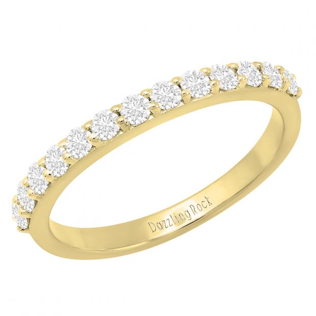 0.50 Carat (cttw) Round White Diamond Ladies Anniversary Wedding Band 1/2 CT 10K Yellow Gold