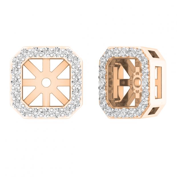 0.25 Carat (cttw) Round Diamond Removable Jackets For Stud Earrings 1/4 CT 10K Rose Gold