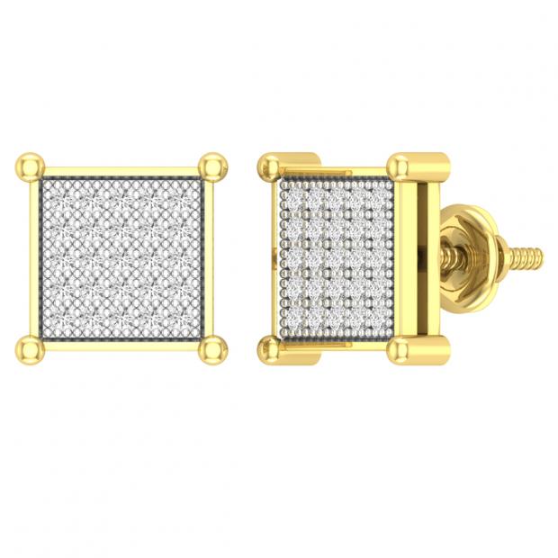0.35 Carat (cttw) Round White Diamond Square Shaped Men