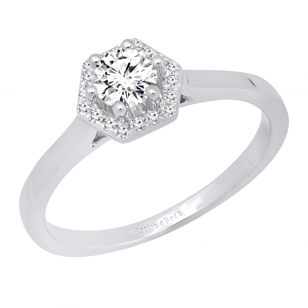 0.50 Carat (cttw) Round White Diamond Octagonal Shape Ladies Bridal Engagement Ring 1/2 CT 10K White Gold