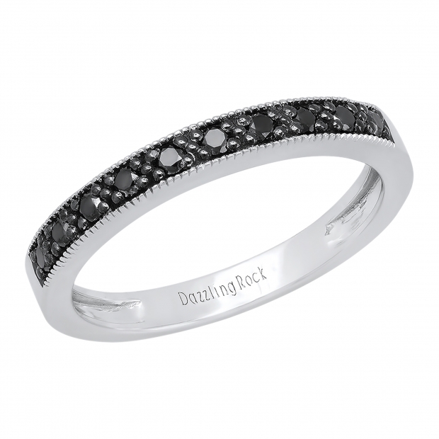 0.20 Carat (cttw) Round Black Diamond Ladies Anniversary Wedding Band 1/5 CT Sterling Silver