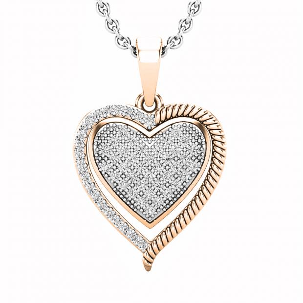 0.25 Carat (cttw) Round White Diamond Ladies Heart Pendant 1/4 CT 10K Rose Gold