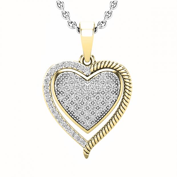 0.25 Carat (cttw) Round White Diamond Ladies Heart Pendant 1/4 CT 10K Yellow Gold