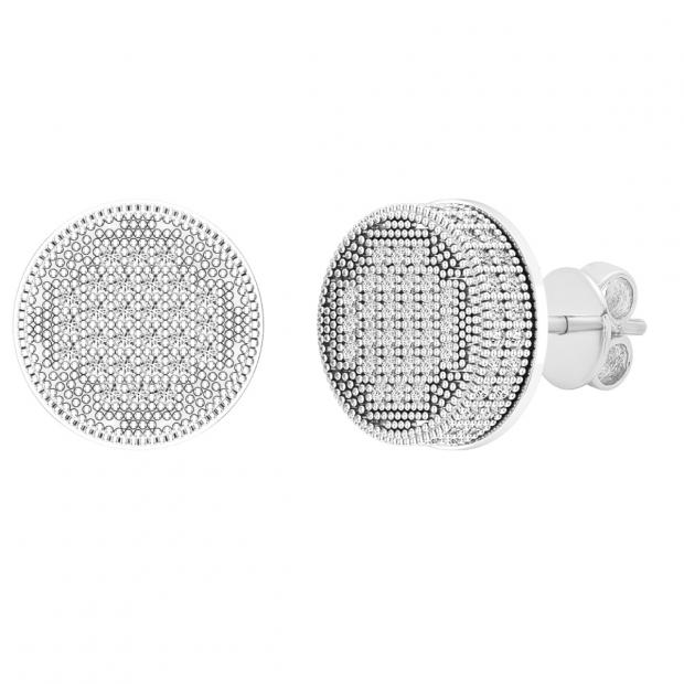0.50 Carat (ctw) Round White Diamond Mens Cluster Stud Earrings 1/2 CT Sterling Silver