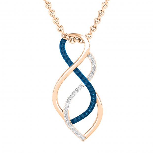 0.10 Carat (ctw) Round Blue & White Diamond Ladies Infinity Swirl Pendant 1/10 CT 10K Rose Gold