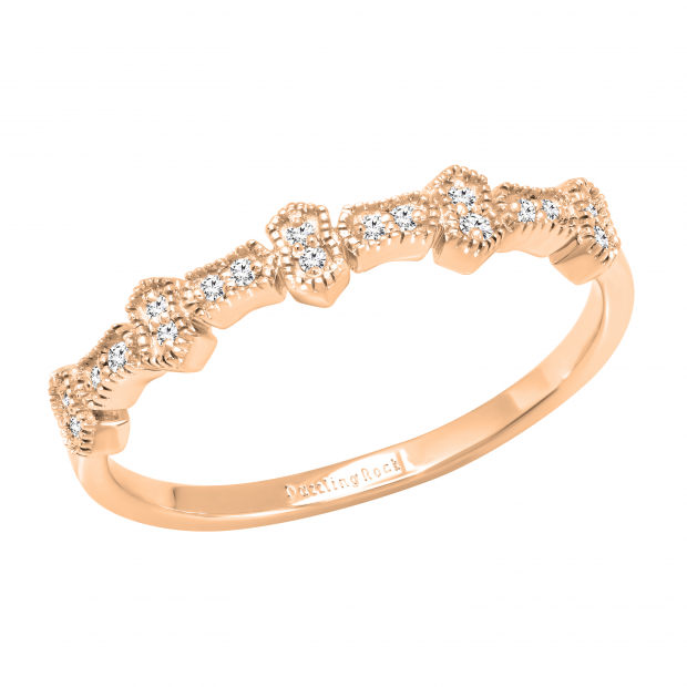 0.05 Carat (ctw) Round White Diamond Ladies Vintage Style Anniversary Wedding Band 10K Rose Gold