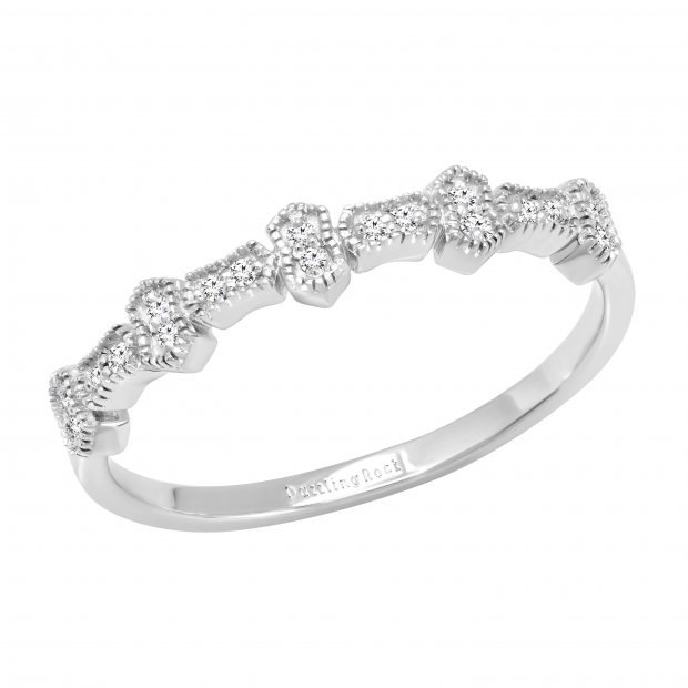 0.05 Carat (ctw) Round White Diamond Ladies Vintage Style Anniversary Wedding Band 10K White Gold
