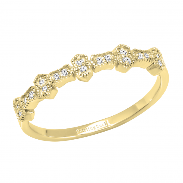 0.05 Carat (ctw) Round White Diamond Ladies Vintage Style Anniversary Wedding Band 10K Yellow Gold