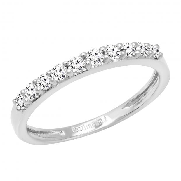 0.35 Carat (ctw) Round White Diamond Ladies Bridal Anniversary Wedding Band 1/3 CT 10K Yellow Gold