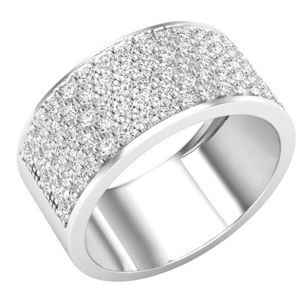 1.03 Carat (ctw) Round White Diamond Bridal Five Row Anniversary Wedding Band 1 CT Sterling Silver