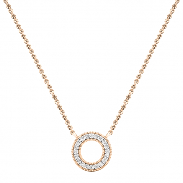 0.15 Carat (ctw) Round White Diamond Ladies Circle Pendant 18K Rose Gold