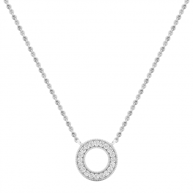 0.15 Carat (ctw) Round White Diamond Ladies Circle Pendant Sterling Silver