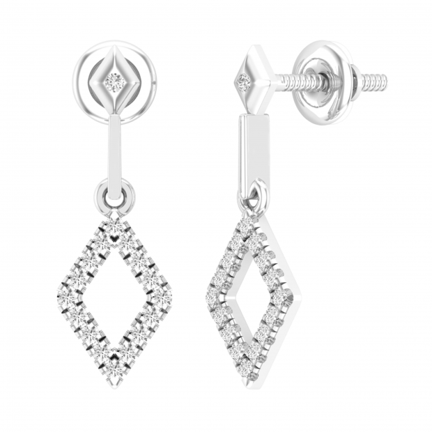 0.20 Carat (ctw) Round White Diamond Ladies Kite Shape Drop Earrings 1/5 CT 18K White Gold