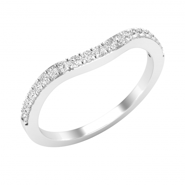 0.20 Carat (ctw) Round White Diamond Ladies Anniversary Contour Wedding Band 1/5 CT Sterling Silver