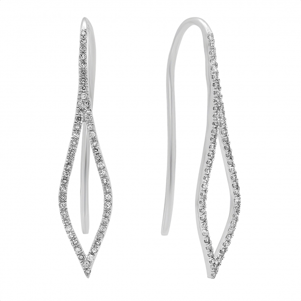 0.20 Carat (ctw) Round White Diamond Ladies Flame-shaped Dangling Drop Earrings 1/5 CT 14K White Gold
