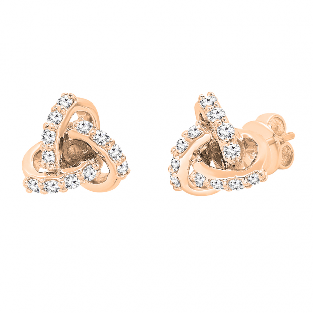 0.28 Carat (ctw) Round White Diamond Love Knot Stud Earrings 1/4 CT 10K Rose Gold