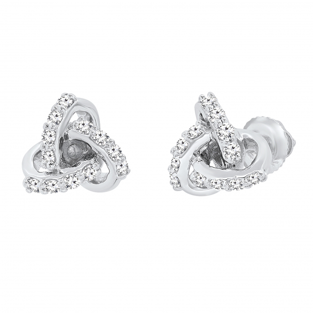 0.28 Carat (ctw) Round White Diamond Love Knot Stud Earrings 1/4 CT 10K White Gold