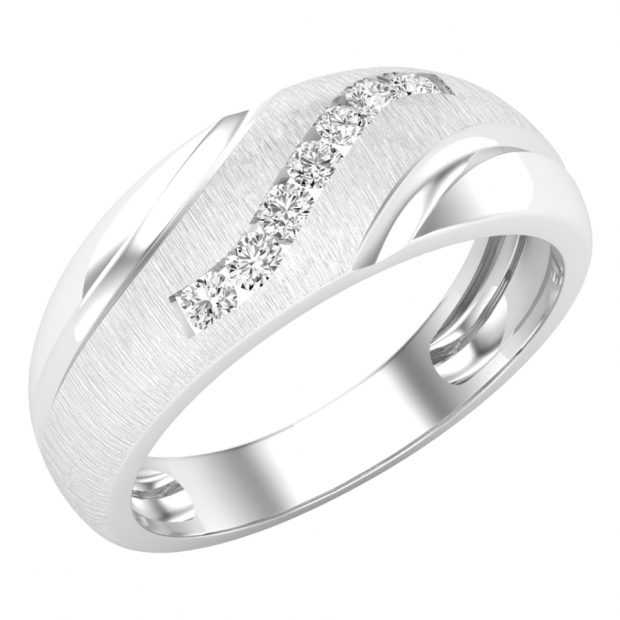 Round White Diamond 7 Stone Cathedral Style Anniversary Wedding Band for Men (0.22 ctw Color I-J Clarity I2-I3) In 10K White Gold