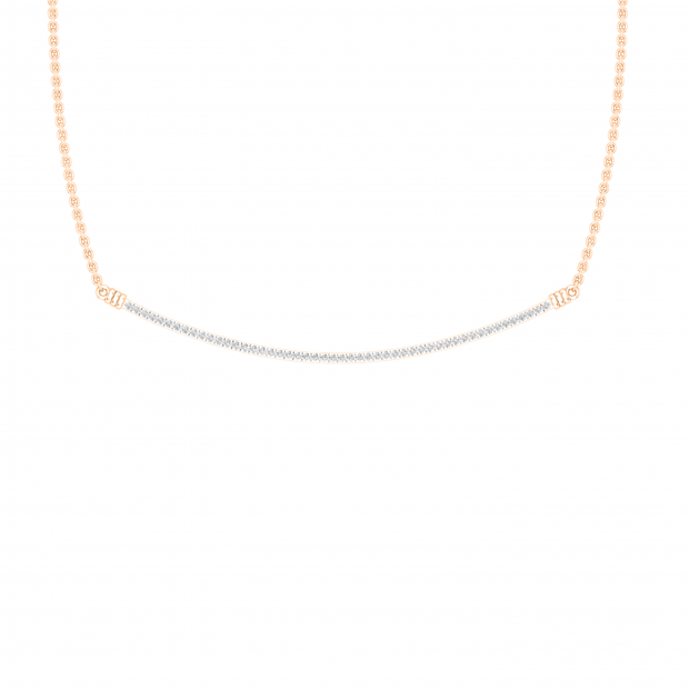 0.23 Carat (ctw) Round Diamond Ladies Slender Curved Bar Pendant Necklace 1/4 CT 18K Rose Gold
