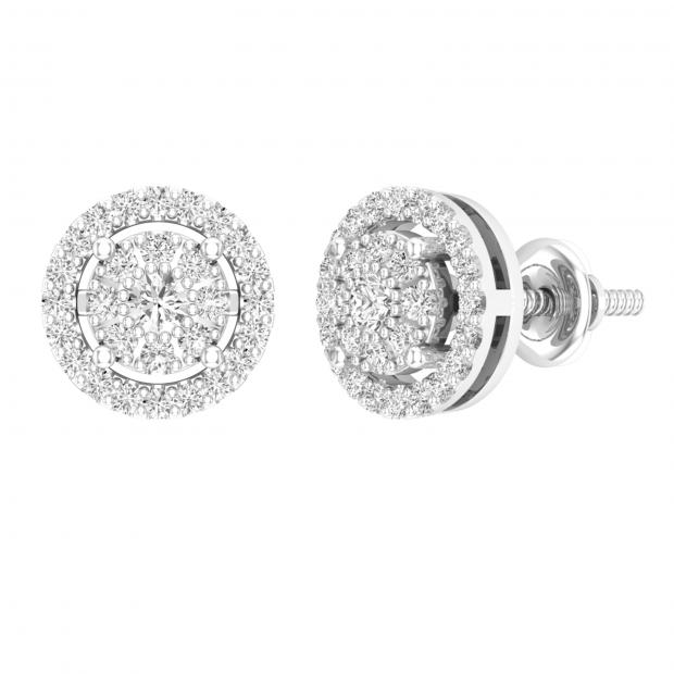 0.45 Carat (ctw) Round White Diamond Ladies Cluster Stud Earrings 1/2 CT 10K White Gold