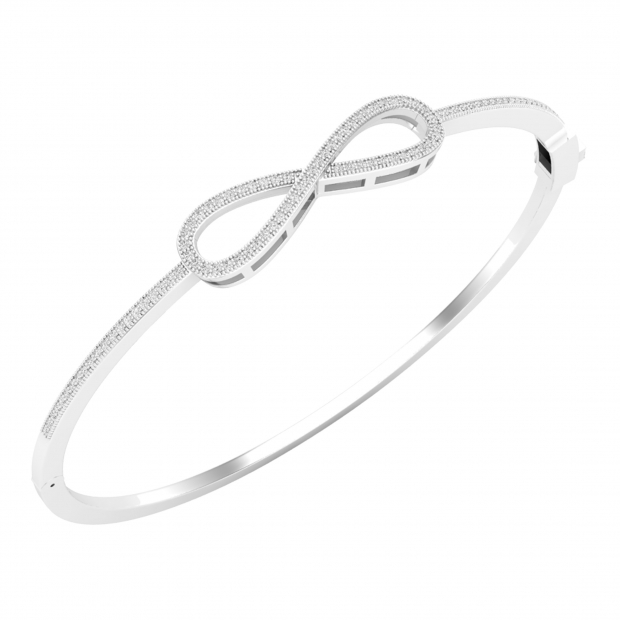 0.35 Carat (ctw) Round White Diamond Ladies Fashion Bangle Bracelet 1/3 CT Sterling Silver