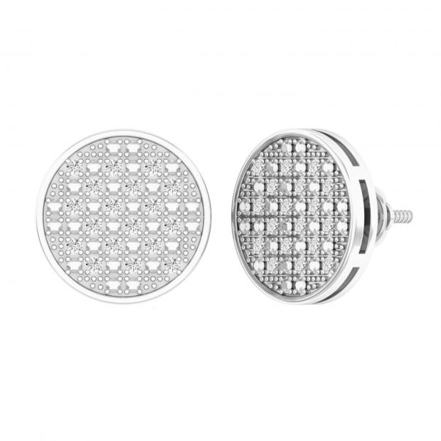 0.25 Carat (ctw) Round Diamond Mens Ladies Unisex Hip Hop Stud Earrings 1/4 CT Sterling Silver