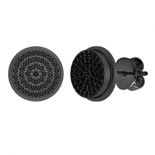 0.20 Carat (ctw) Round Black Diamond Hip Hop Mens Stud Earring 1/5 CT Black Plated 14K White Gold