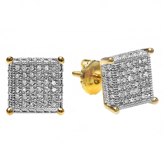 0.60 Carat (ctw) Round Diamond Stud Earrings Yellow Gold Plated Sterling Silver