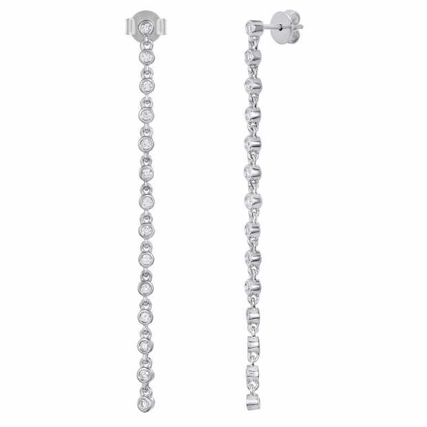 0.30 Carat (ctw) Round White Diamond Ladies Linear Bar Drop Stud Earrings Sterling Silver
