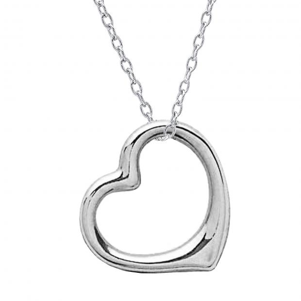 Attractive Floating Heart Classic Gold Pendant 14K White Gold