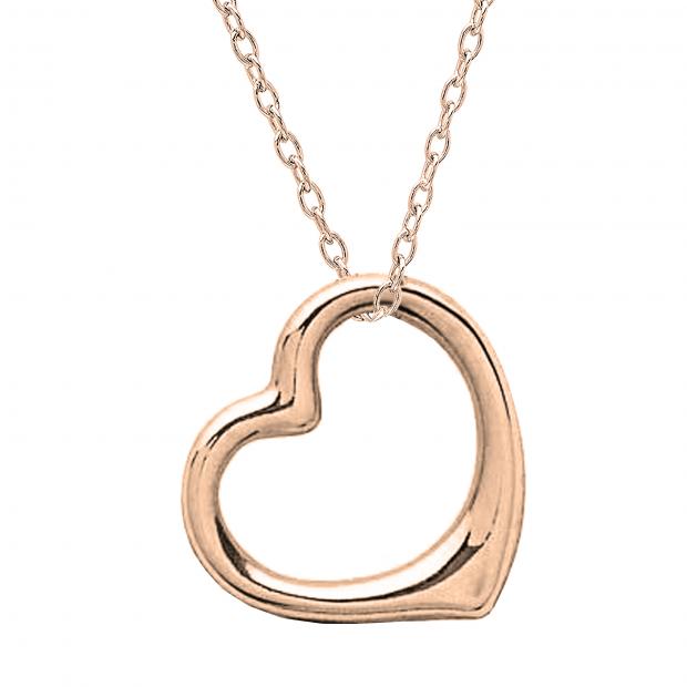 Attractive Floating Heart Classic Gold Pendant 18K Rose Gold