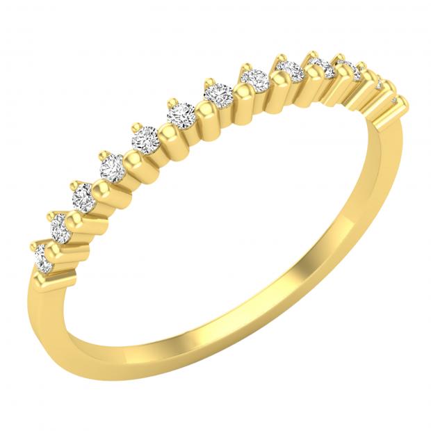 0.10 Carat (Ctw) Round White Diamond Ladies Stackable Wedding Band Ring 1/10 CT 10K Yellow Gold