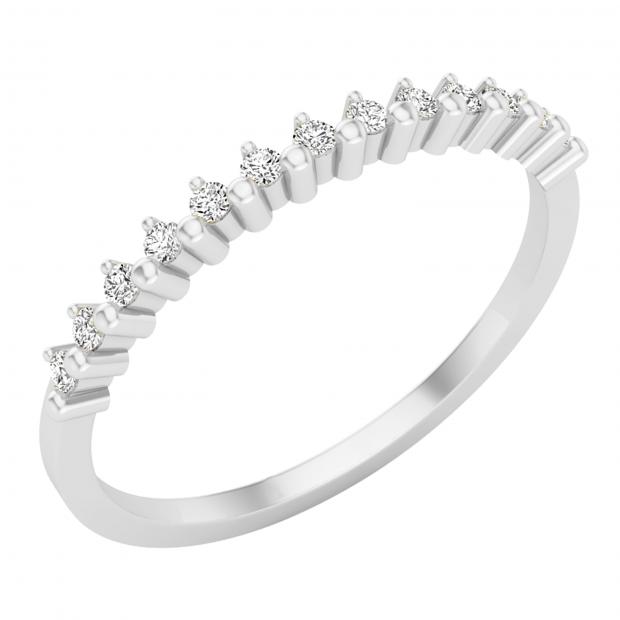 0.10 Carat (Ctw) Round White Diamond Ladies Stackable Wedding Band Ring 1/10 CT Sterling Silver