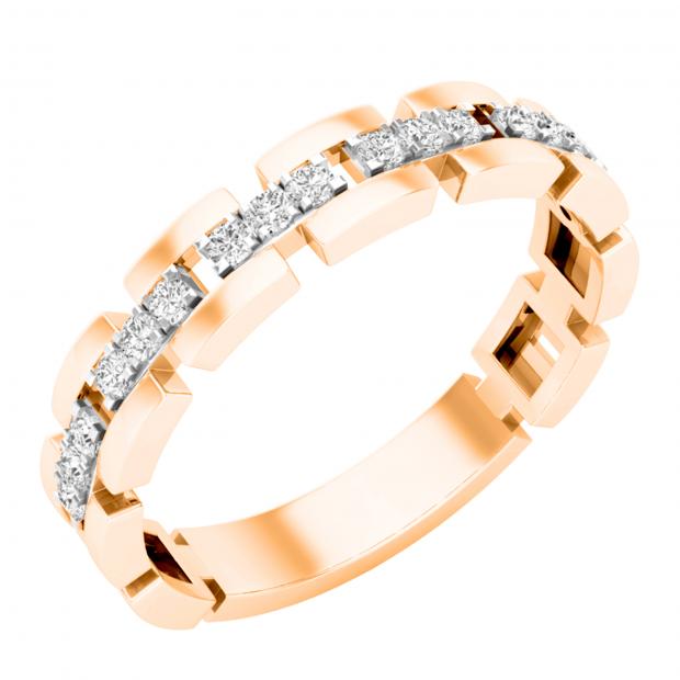 0.20 Carat (ctw) Round White Diamond Ladies Rolo Link Stackable Wedding Band 1/5 CT 14K Rose Gold