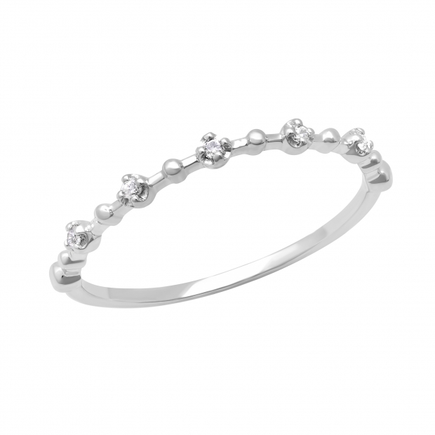 0.05 Carat (ctw) Round White Diamond Ladies Vintage Style Stackable Wedding Band Sterling Silver
