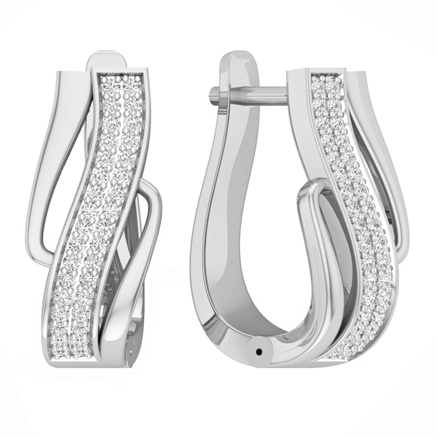0.30 Carat (ctw) Round White Diamond Ladies Huggie Hoop Earrings 1/3 CT 18K White Gold