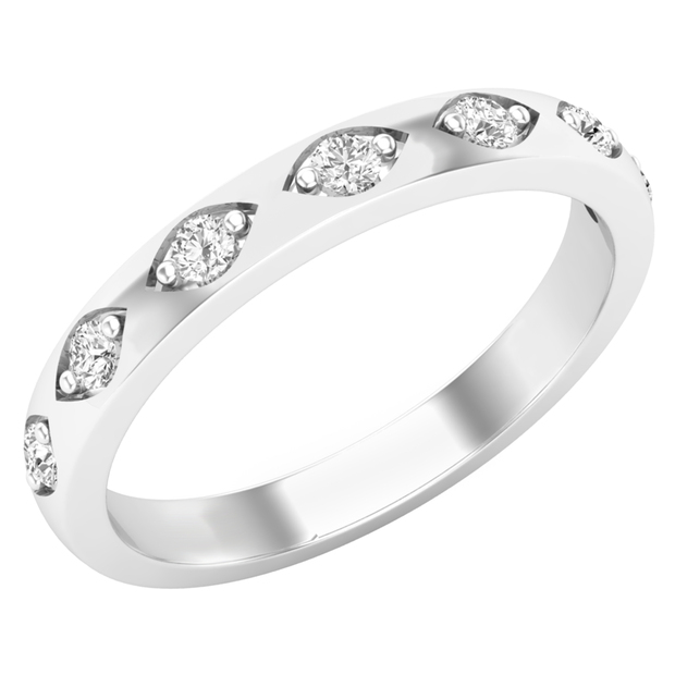 0.20 Carat (ctw) Round White Diamond Ladies 7 Stone Anniversary Wedding Band 1/5 CT Sterling Silver