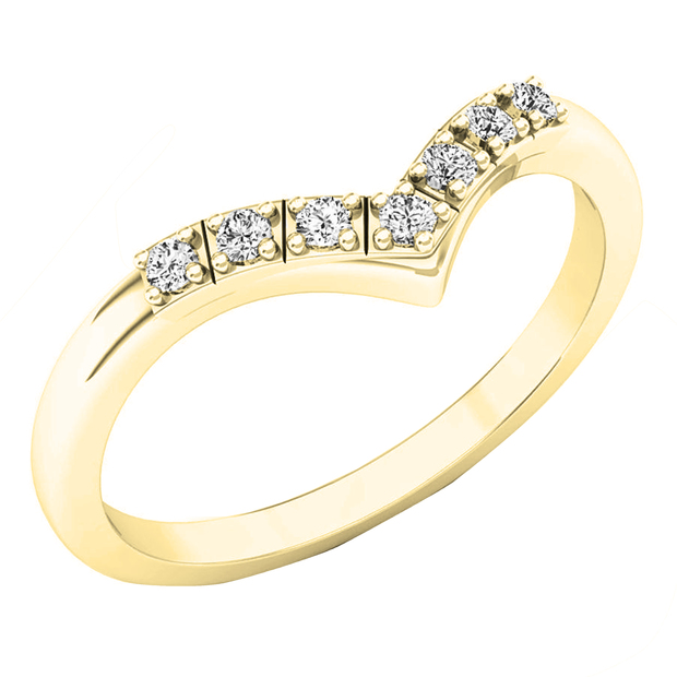 0.10 Carat (ctw) Round Diamond Ladies Chevron Anniversary Wedding Band 1/10 CT 14K Yellow Gold