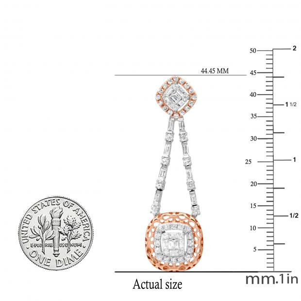 1.94 Carat (ctw) Round & Baguette White Diamond Ladies Dangling Earrings 1 1/2 CT 14K White Gold