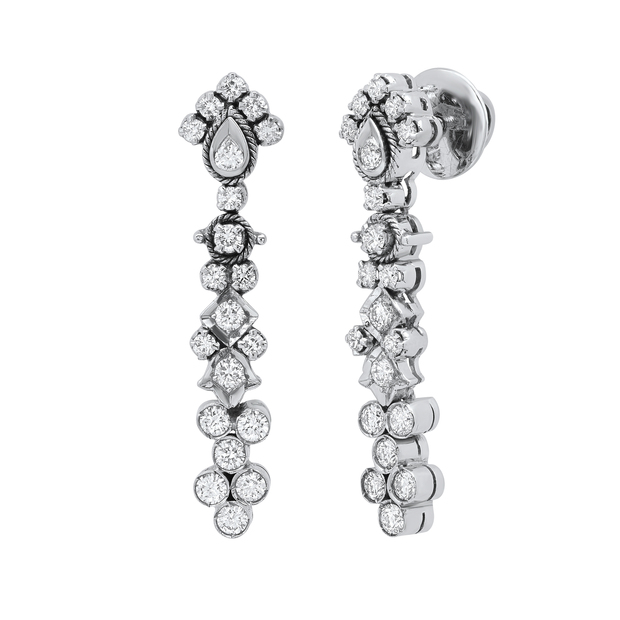 1.00 Carat (ctw) Round White Diamond Ladies Fashion Dangling Drop Earrings 1 CT 10K White Gold