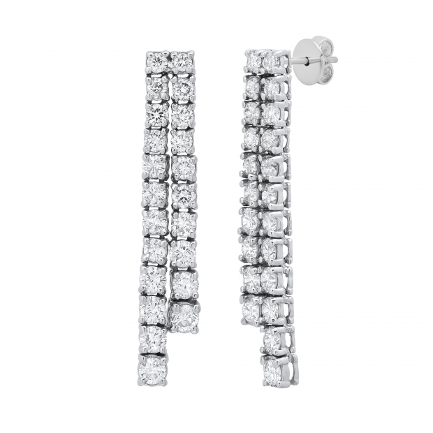 4.85 Carat (ctw) Round White Diamond Ladies Fashion Dangling Drop Earrings 14K White Gold