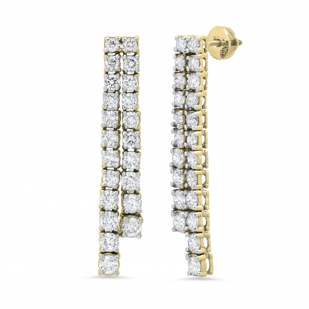 4.85 Carat (ctw) Round White Diamond Ladies Fashion Dangling Drop Earrings 18K Yellow Gold