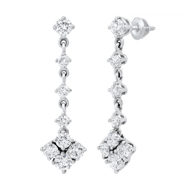 2.00 Carat (ctw) Round White Diamond Ladies Fashion Dangling Drop Earrings 2 CT 10K White Gold