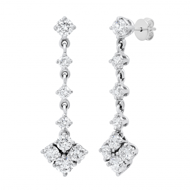 2.00 Carat (ctw) Round White Diamond Ladies Fashion Dangling Drop Earrings 2 CT 14K White Gold