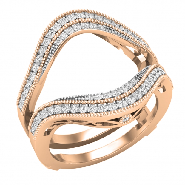 0.43 Carat (ctw) Round Diamond Ladies Solitaire Enhancer Contour Guard Ring 10K Rose Gold