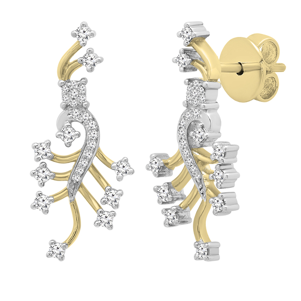 0.66 Carat (ctw) Round White Diamond Ladies Fashion Dangling Earrings 10K Yellow Gold