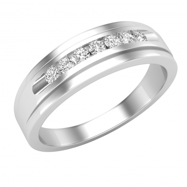 0.25 Carat (ctw) Round White Diamond Mens Solid Ring Comfort Fit Wedding Band 1/4 CT Sterling Silver