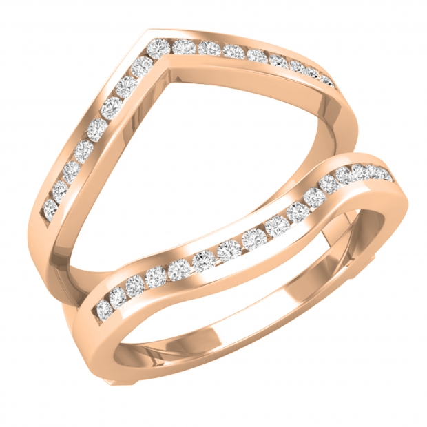 0.30 Carat (ctw) Round Diamond Ladies Wedding Band Enhancer Guard Ring 1/3 CT 14K Rose Gold