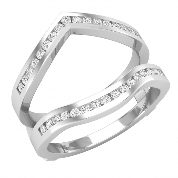 0.30 Carat (ctw) Round Diamond Ladies Wedding Band Enhancer Guard Ring 1/3 CT Sterling Silver