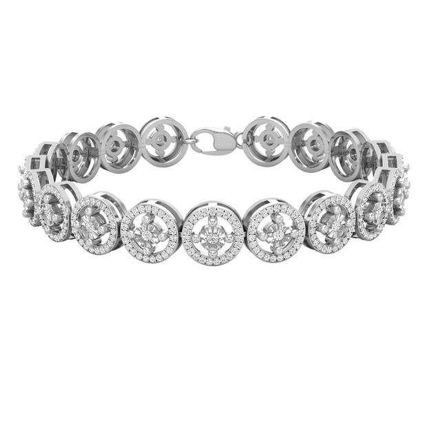 1.65 Carat (ctw) Round White Diamond Ladies Fashion Tennis Bracelet 18K White Gold